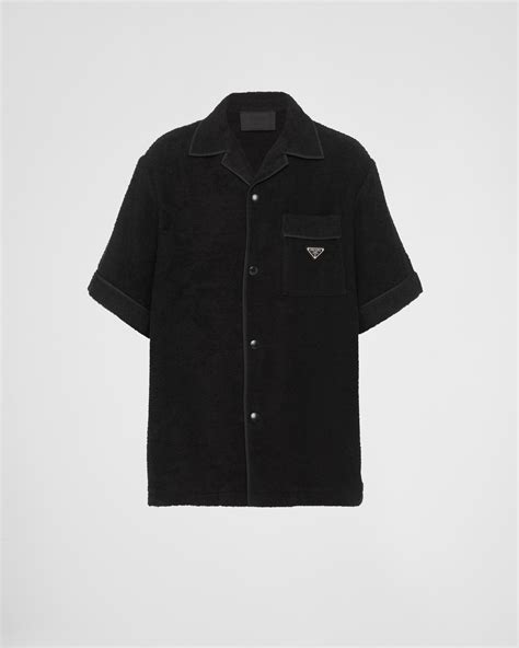 cotton bowling shirt prada|prada shirt black cettire.